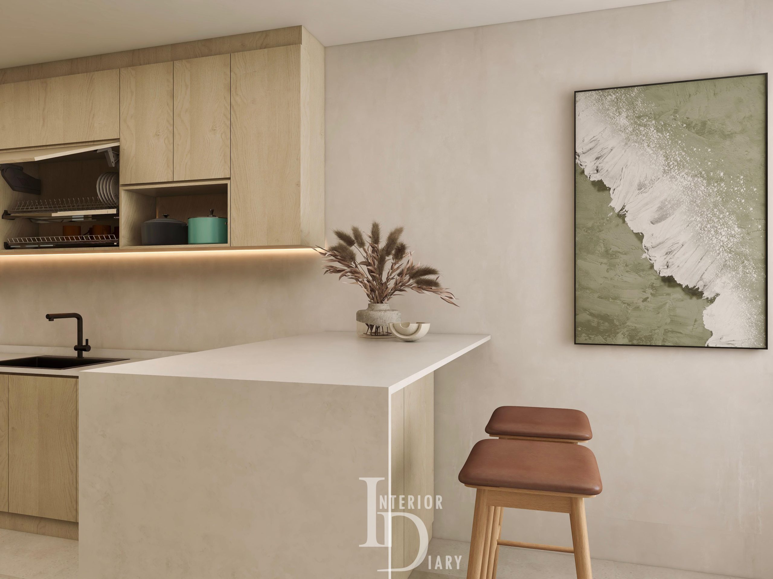 Pro 5 Photo 12 Wabi Sabi Interior Design for HDB or Condo Showcase 1 Kitchen Island