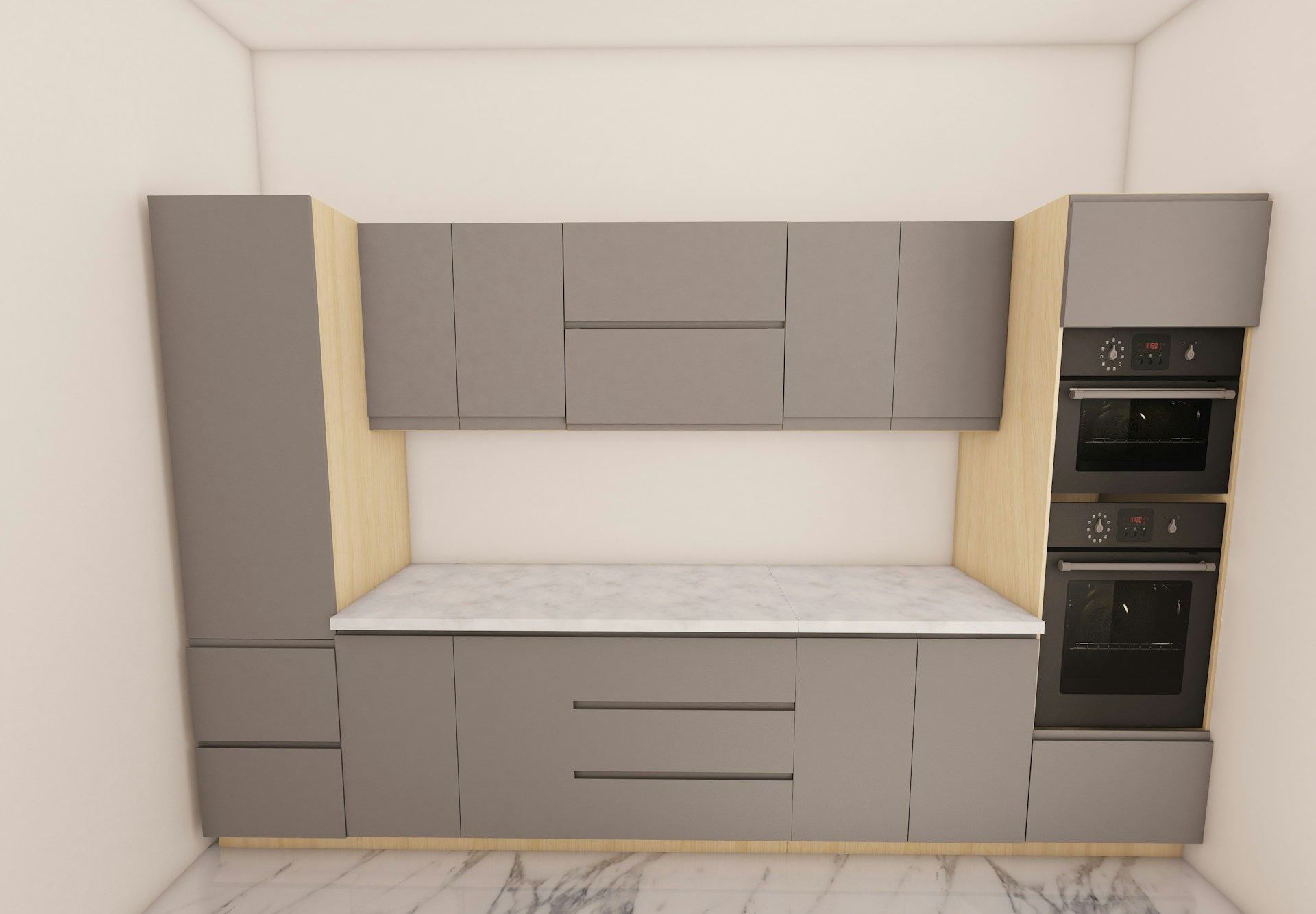 built in cabinets in a kitchen with chance of releasing formaldehyde in home when not treated properly