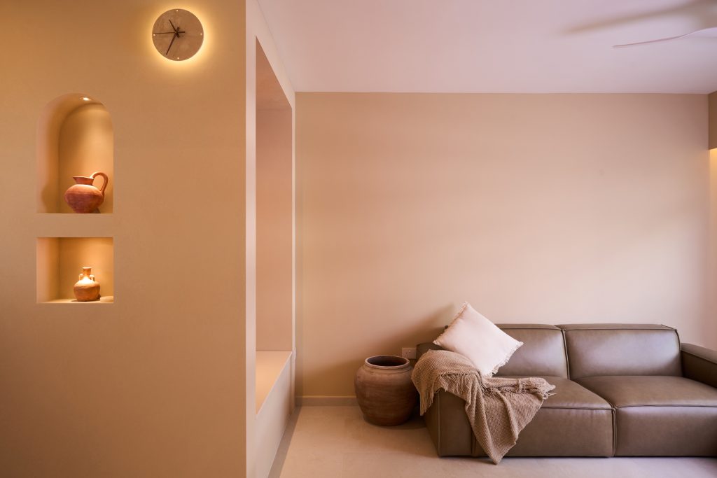 HDB renovation at 132B Canberra Singapore with cream walls and terracotta accents by Interior Diary