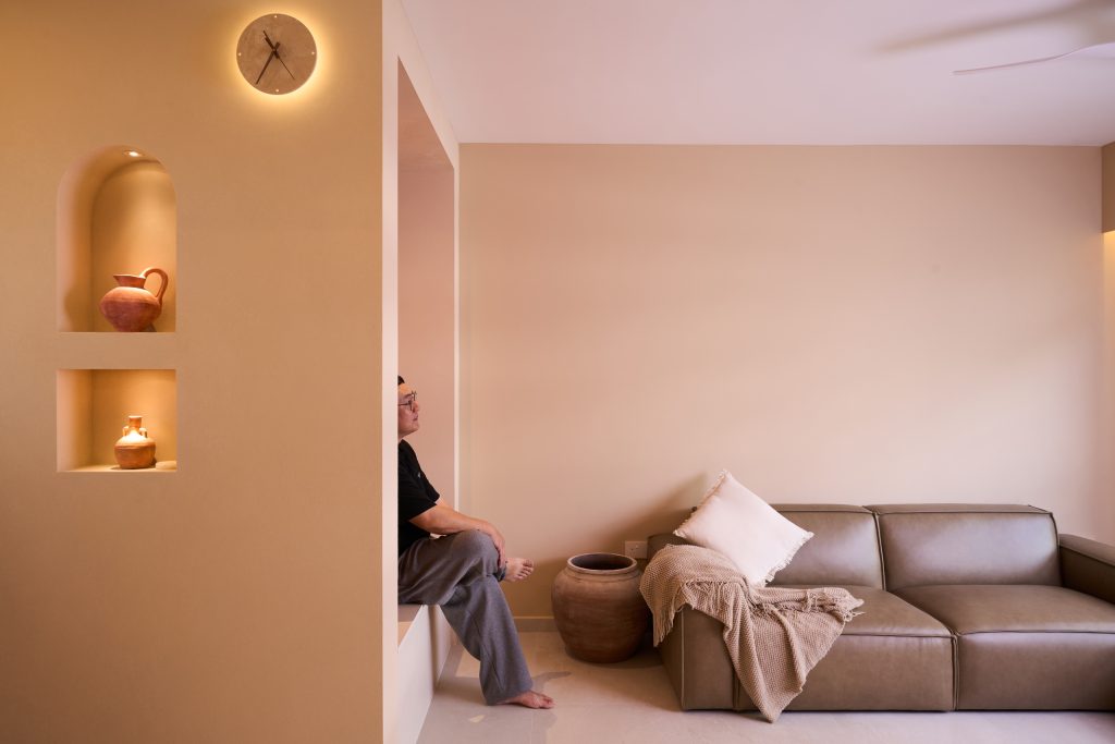 HDB renovation at 132B Canberra Singapore with cream walls and terracotta accents by Interior Diary