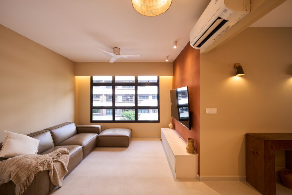 HDB renovation at 132B Canberra Singapore with cream walls and terracotta accents by Interior Diary