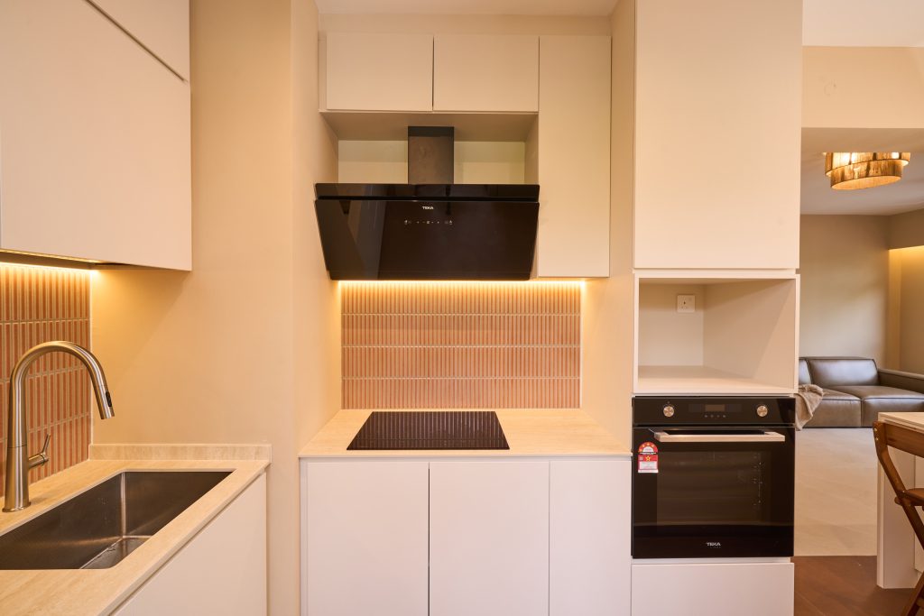 HDB renovation at 132B Canberra Singapore with cream walls and terracotta accents by Interior Diary