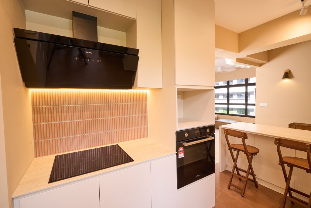 HDB renovation at 132B Canberra Singapore with cream walls and terracotta accents by Interior Diary