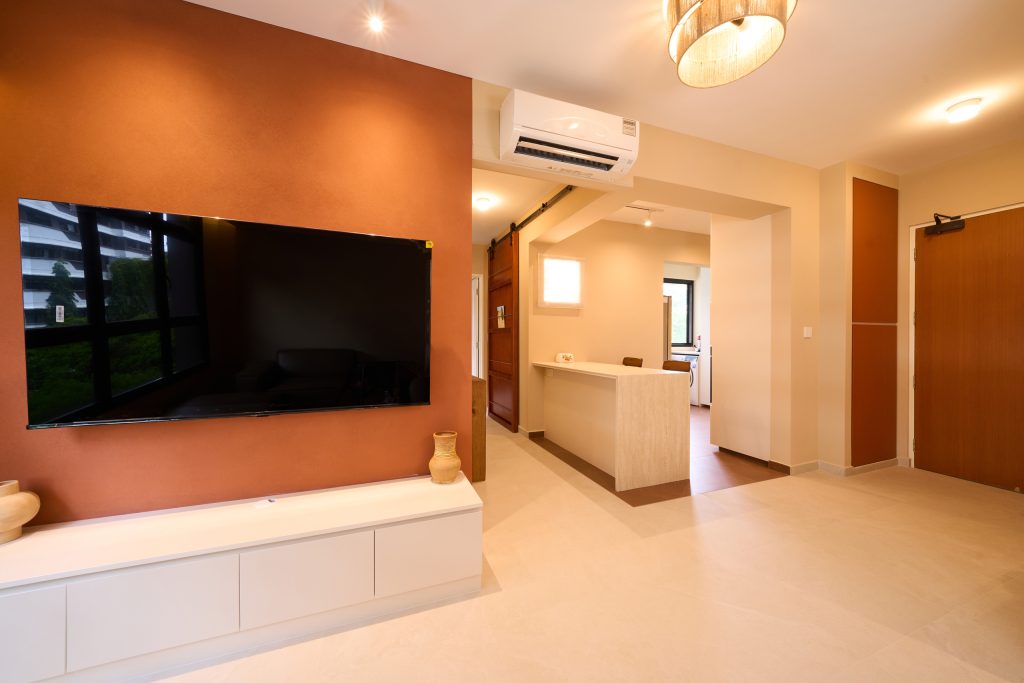 HDB renovation at 132B Canberra Singapore with cream walls and terracotta accents by Interior Diary